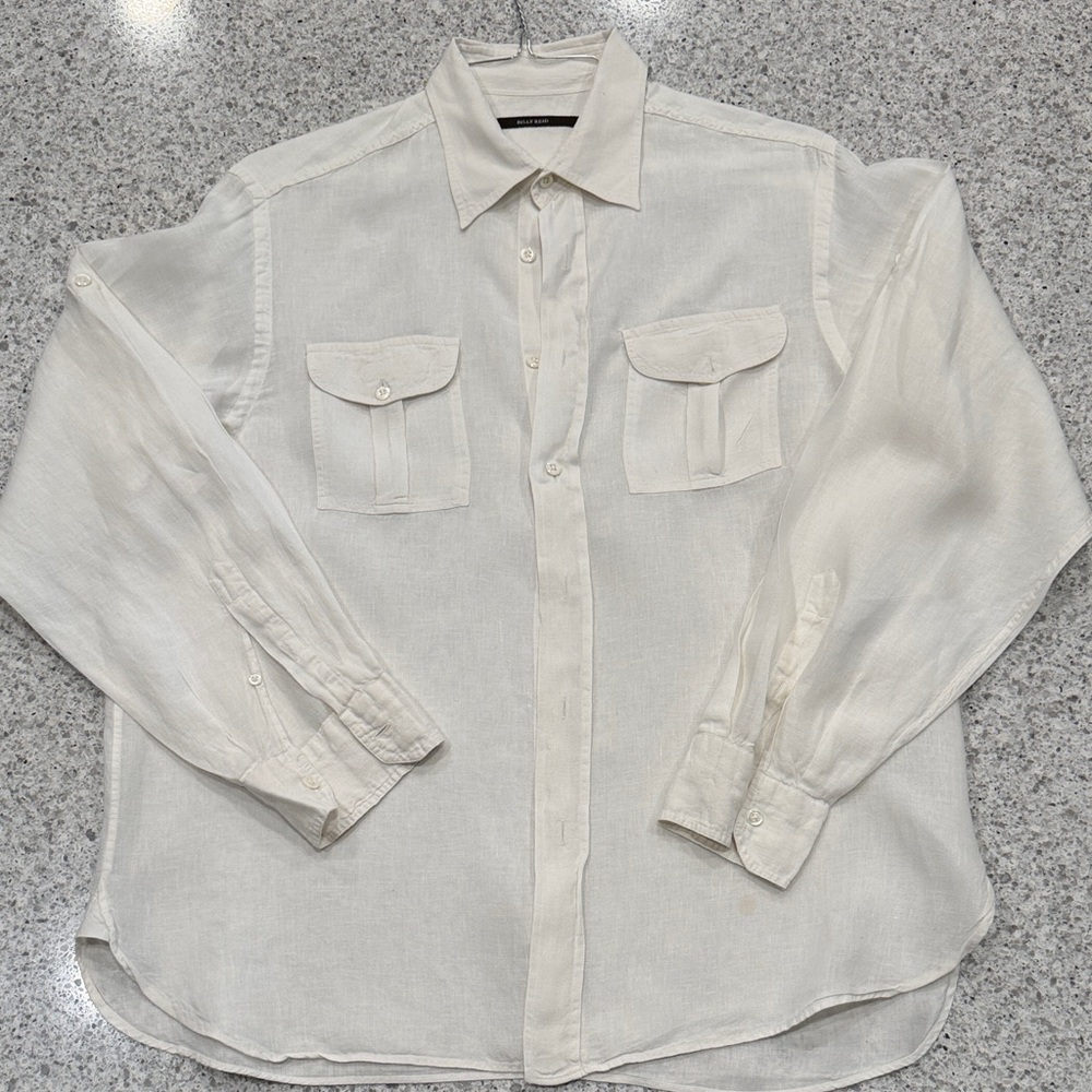 Billy Reid Men’s White Button-Up Shirt 2 Pocket Large